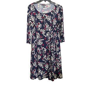 A Pea In The Pod Maternity Dress M/M Floral Navy & Red